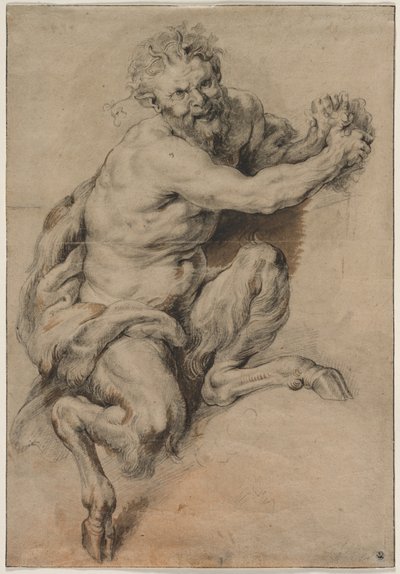 Un faune saisissant une grappe de raisins - Studio of Peter Paul Rubens