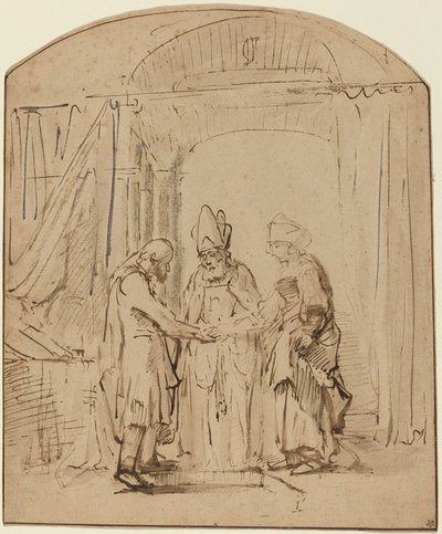 Les fiançailles de la Sainte Vierge - Studio of Rembrandt van Rijn
