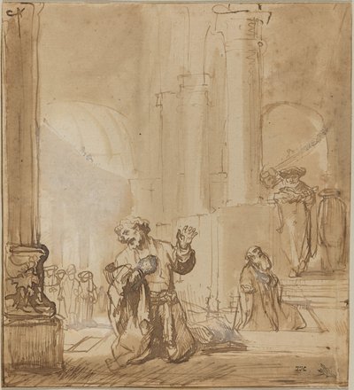 La parabole du publicain et du pharisien - Studio of Rembrandt van Rijn