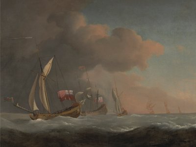 Yachts Royaux Anglais en Mer par Fort Vent, en Compagnie d