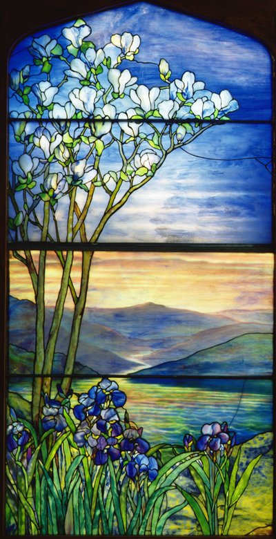 Fenêtre paysagère (vitrail) - Studios Tiffany