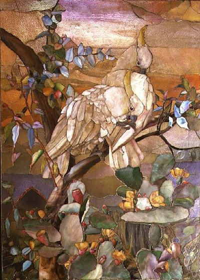 Cacatoès à huppe jaune, traditionnellement attribué à Joseph Briggs - Studios Tiffany