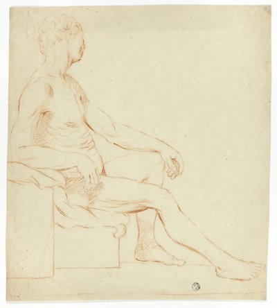 Nu académique masculin assis - Style of Jacques Louis David