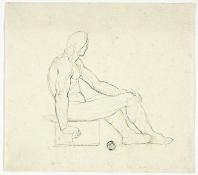 Nu masculin assis - Style of Jacques Louis David