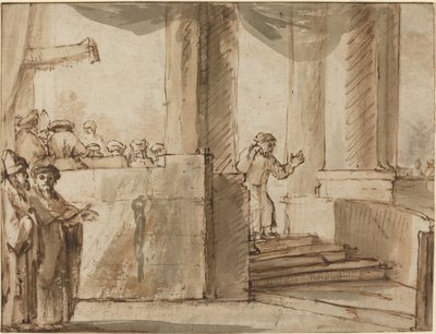 Judas quittant le grand prêtre - Style of Rembrandt van Rijn