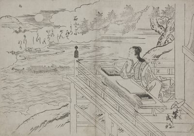 Illustration Dépeignant Dame Murasaki - Sukenobu Nishikawa