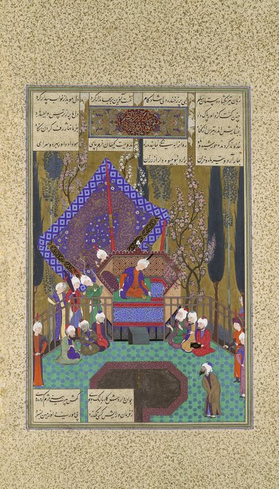 Zal consulte les mages, Folio 73v du Shahnama Livre des Rois - Sultan Muhammad