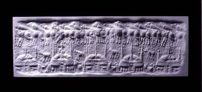 Impression de sceau cylindrique à poignée, Uruk (maintenant Warka, Irak), vers 3300-3000 av. J.-C. - Sumerian Sumerian