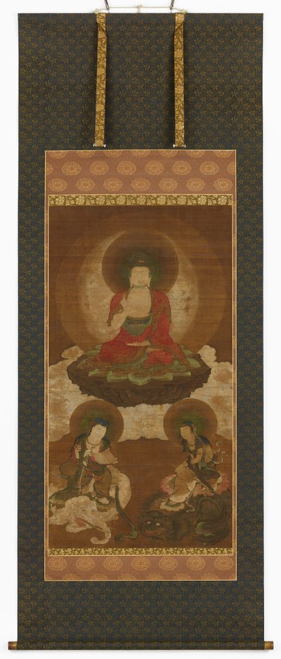 Triade bouddhiste : Sakyamuni, Manjusri et Samantabhadra, période Edo, milieu 17ème-début 18ème siècle - Sumiyoshi Gukei