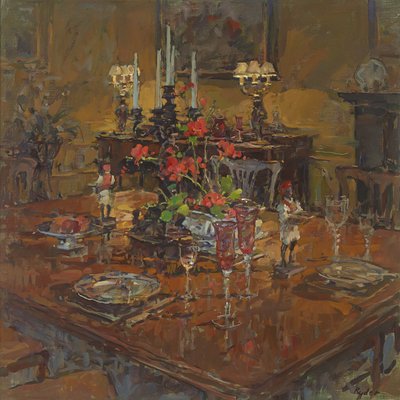 Salle à manger avec des géraniums - Susan Ryder