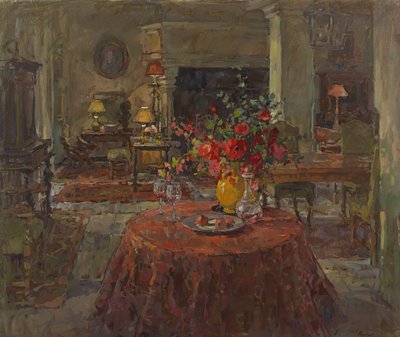 Grand salon avec des roses rouges - Susan Ryder
