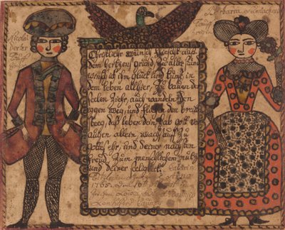 Souhait de baptême pour Catarina Titzlir, vers 1765 (aquarelle) - Sussel Washington
