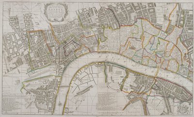 Carte de Westminster, la Cité de Londres, Southwark et les environs, 1739 - Sutton Nicholls