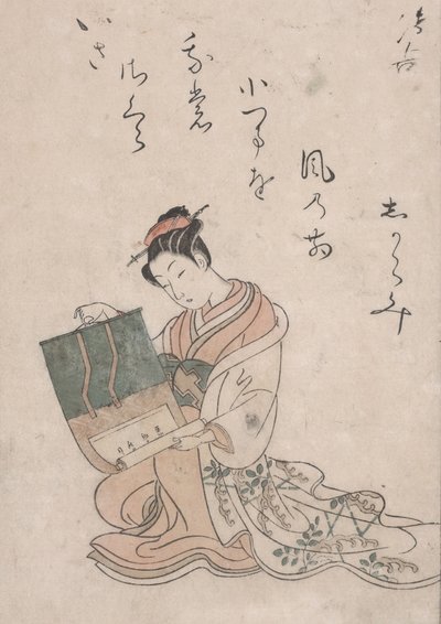 Beauté déroulant un rouleau, vers 1770 - Suzuki Harunobu