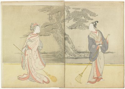 Impression de calendrier de Meiwa 2 et un Mitate de la pièce No_ Takasago, 1765 - Suzuki Harunobu