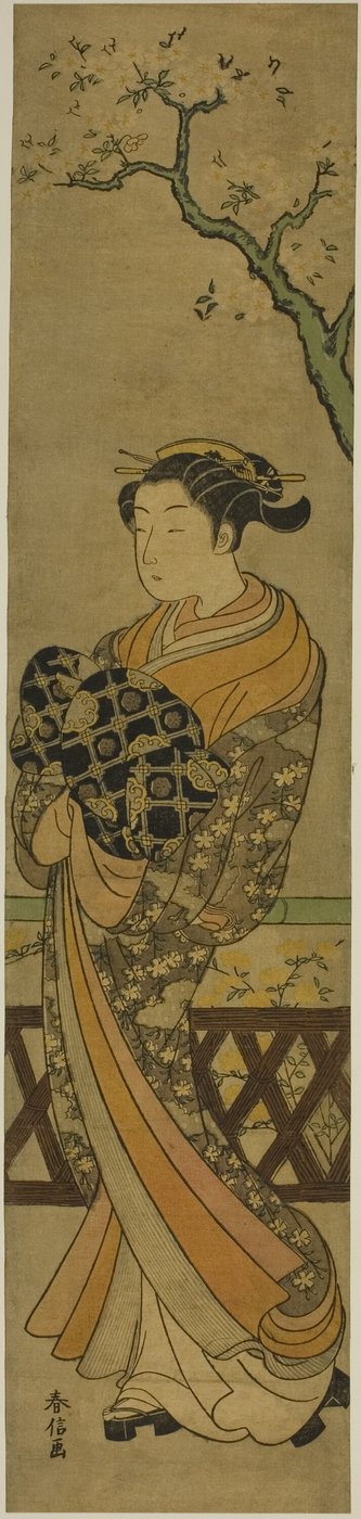 Courtisane défilant sous un cerisier - Suzuki Harunobu