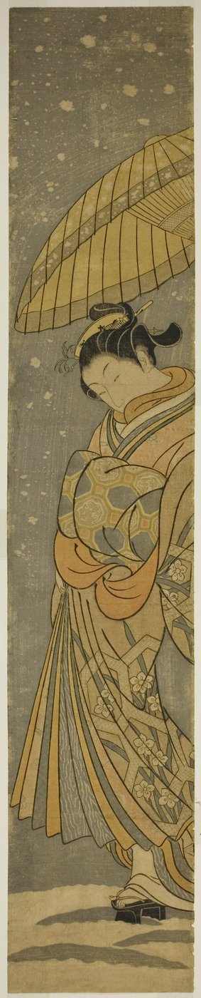 Courtisane en parade sous la neige tombante - Suzuki Harunobu