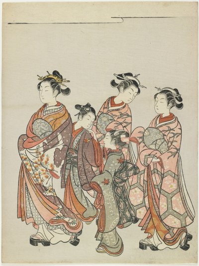Courtisane avec des assistants en parade, après 1766 - Suzuki Harunobu