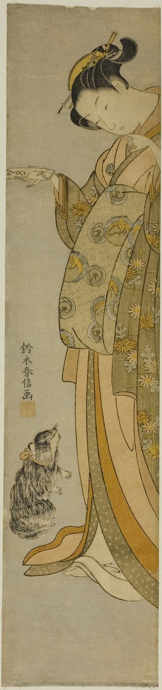 Courtisane avec son animal de compagnie - Suzuki Harunobu