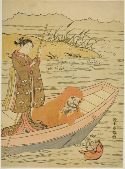 Daruma regardant son reflet - Suzuki Harunobu