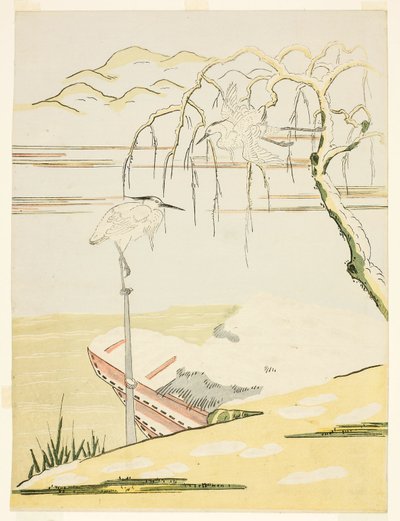 Aigrettes dans la Neige - Suzuki Harunobu