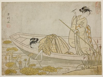 Cueillette de fleurs de lotus - Suzuki Harunobu
