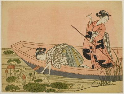 Cueillette de fleurs de lotus - Suzuki Harunobu