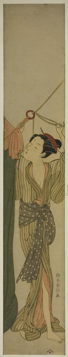 Accrocher une moustiquaire - Suzuki Harunobu