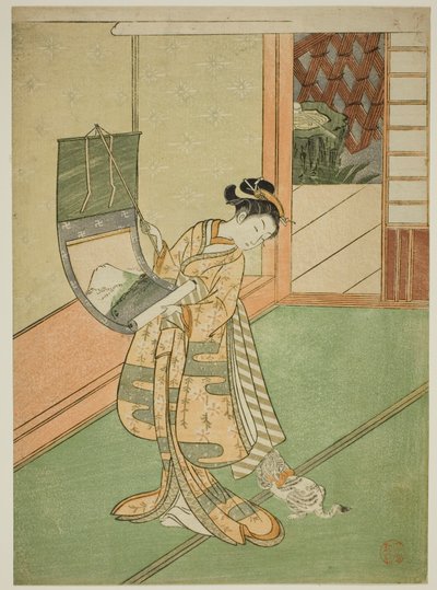 Accrocher une Peinture (parodie de la Troisième Princesse) - Suzuki Harunobu