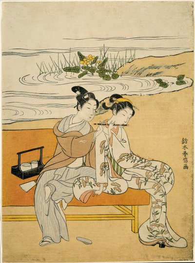 Amants jouant de la même flûte (parodie de Xuanzong et Yang Guifei), vers 1767 - Suzuki Harunobu