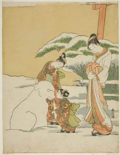 Faire un chien de neige - Suzuki Harunobu