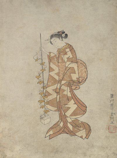 Représentation moderne de la poétesse Kaga no Chiyo - Suzuki Harunobu