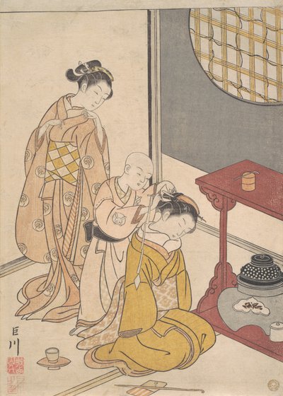 Pluie nocturne au Double-Shelf Stand, vers 1766 - Suzuki Harunobu