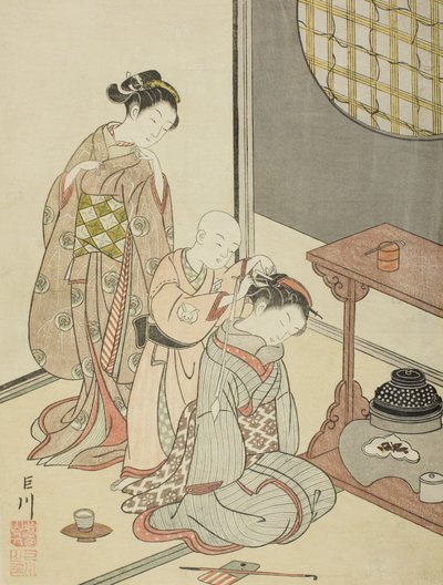 Pluie nocturne sur le stand de thé - Suzuki Harunobu