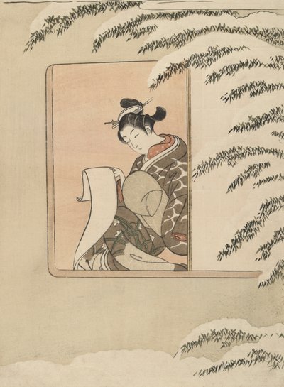 Parodie de Sun Kang, également connu sous le nom de Neige par la fenêtre - Suzuki Harunobu