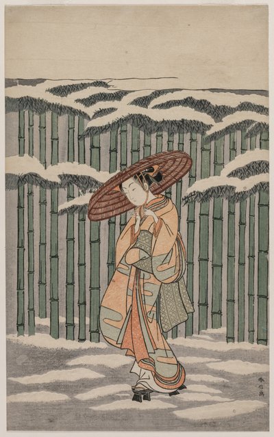 Passer le bosquet de bambous - Suzuki Harunobu