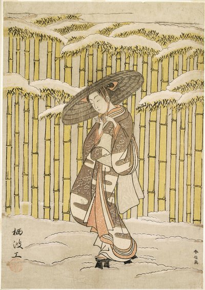 Passage dans le bosquet de bambous - Suzuki Harunobu