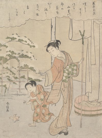 Poème de Fujiwara no Motozane vers 860 de la série Trente-Six Poètes, vers 1768 - Suzuki Harunobu