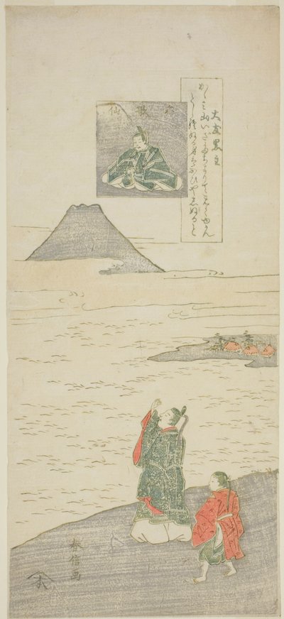 Poème de Otomo no Kuronushi, de la série "Six poètes célèbres (Rokkasen)" - Suzuki Harunobu