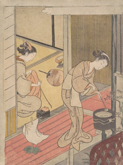 Les voiles de retour du porte-serviettes, vers 1766 - Suzuki Harunobu