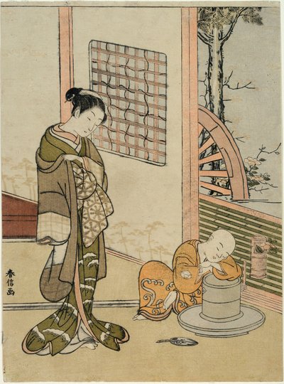Le garçon de thé endormi (parodie de Hokaso) - Suzuki Harunobu
