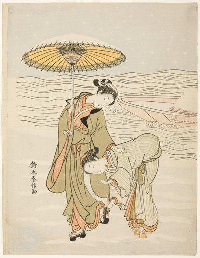 Le Geta encombré de neige - Suzuki Harunobu