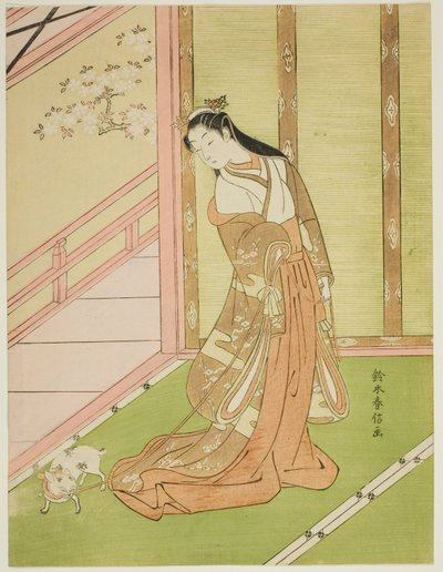 La troisième princesse et son chat de compagnie - Suzuki Harunobu