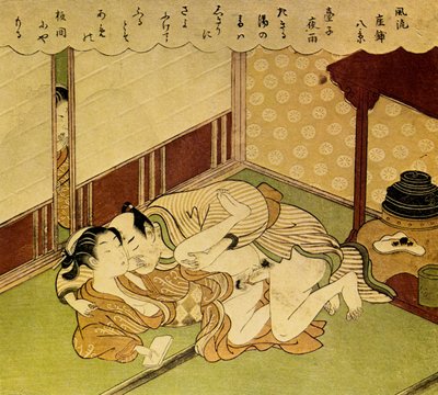 Deux amants Shunga - estampe érotique, vers 1750 - Suzuki Harunobu