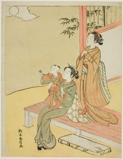 Regardant la lune - Suzuki Harunobu