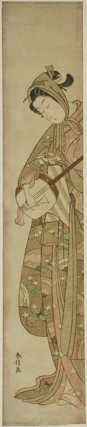 Femme jouant du shamisen - Suzuki Harunobu