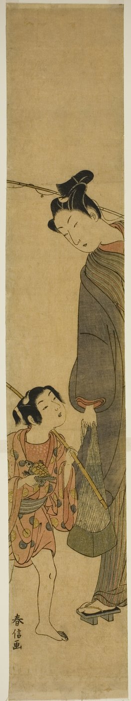 Jeune homme et garçon revenant de la pêche - Suzuki Harunobu