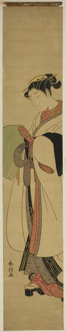 Jeune femme déguisée en moine mendiant - Suzuki Harunobu