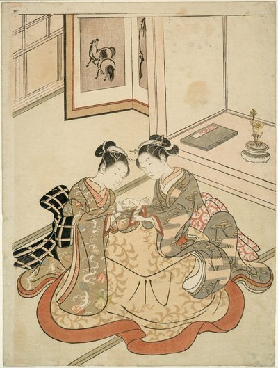 Jeunes femmes jouant au berceau du chat - Suzuki Harunobu