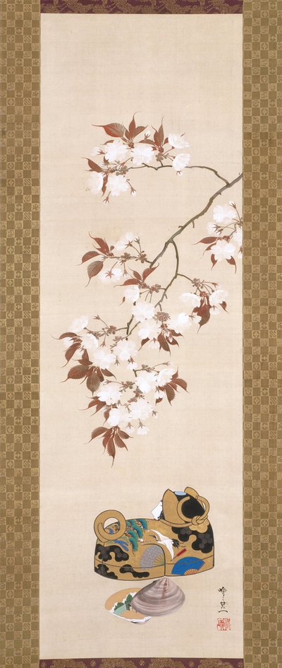 Cerises et boîte en forme de chien - Suzuki Kiitsu